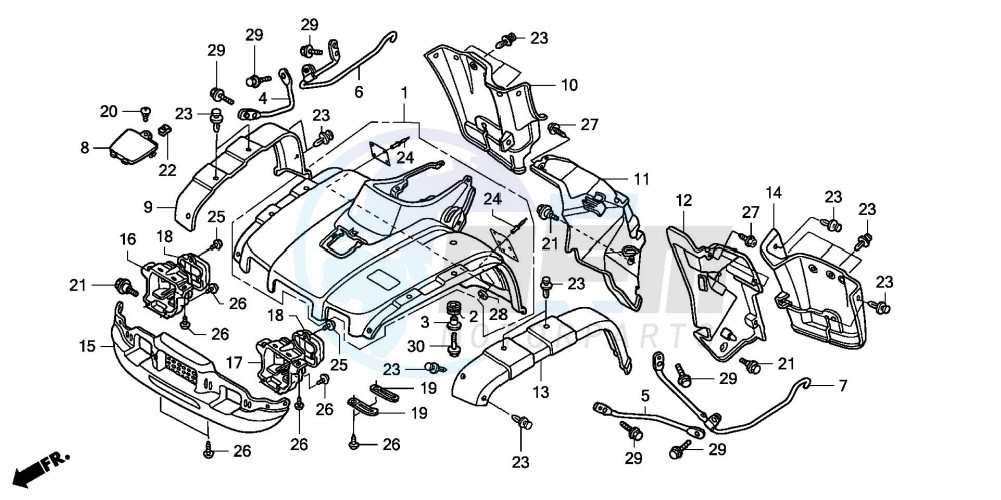 FRONT FENDER (TRX500FA1/2/3/4) blueprint