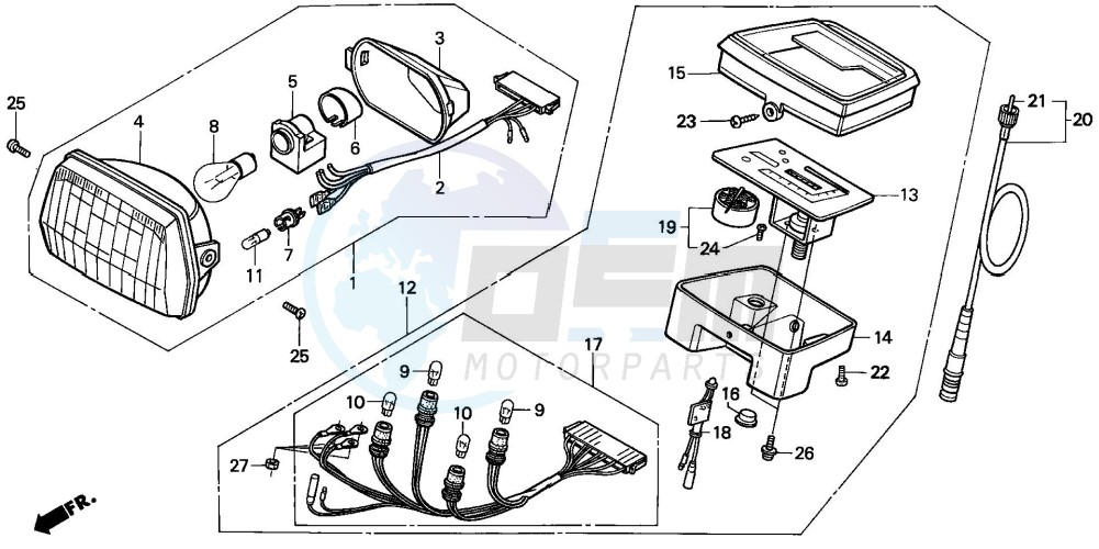 HEADLIGHT/SPEEDOMETER (SH75P/DP/DS) blueprint