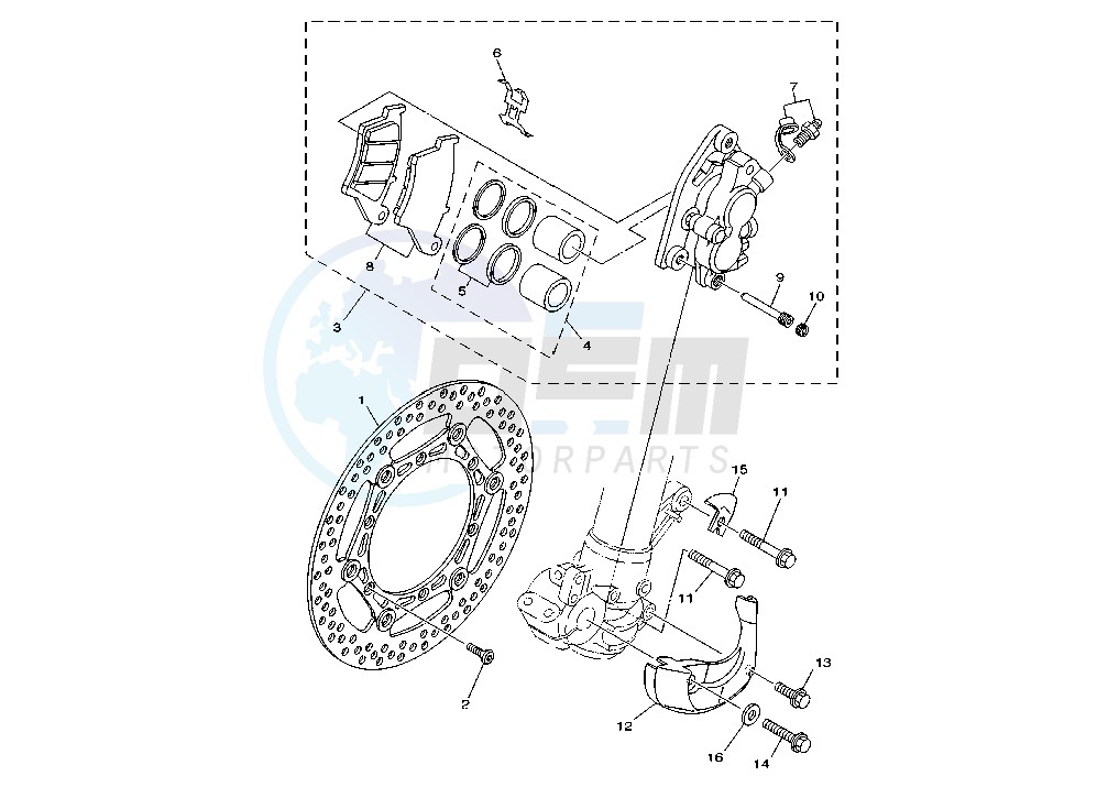 FRONT BRAKE CALIPER MY01 blueprint