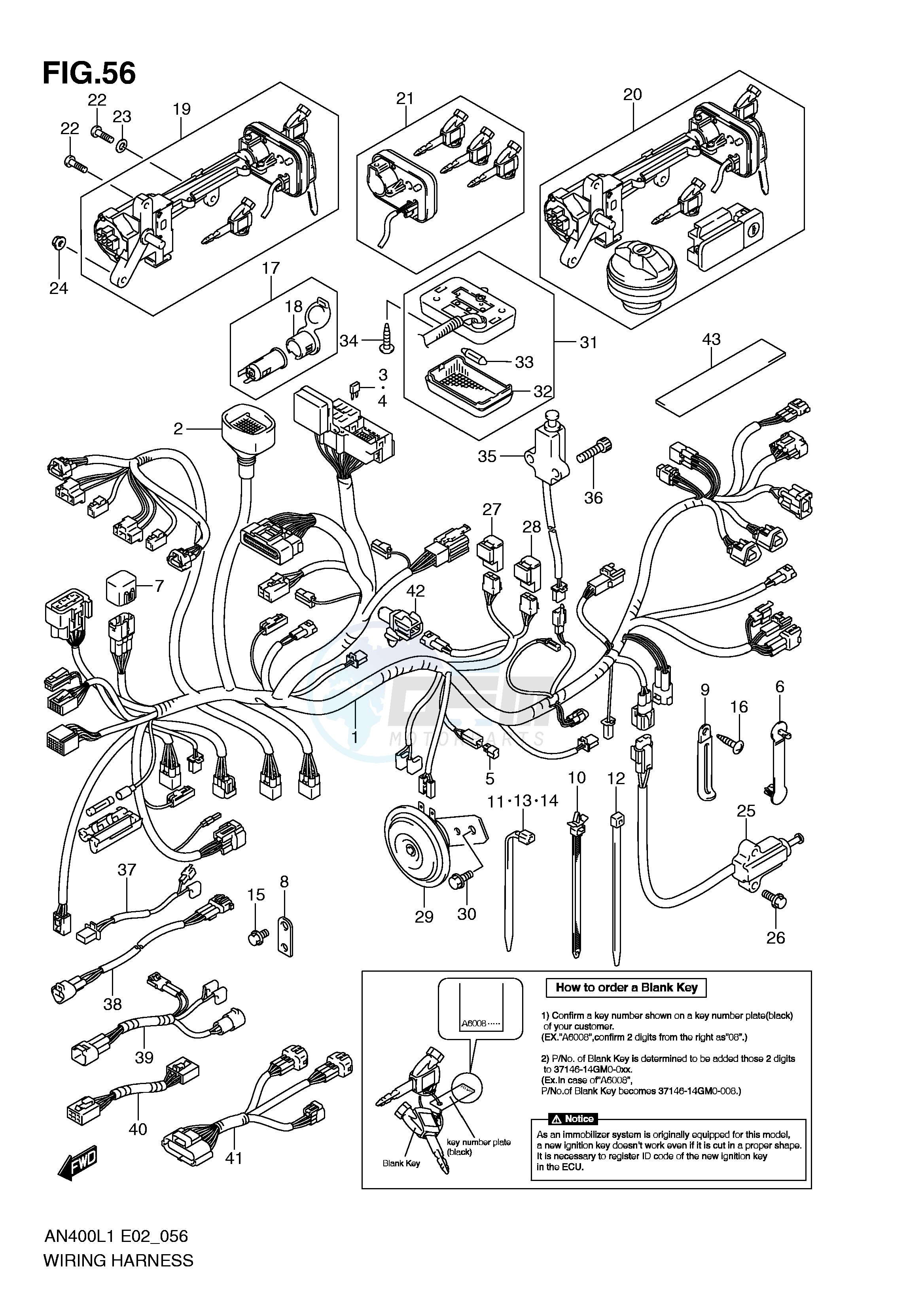 WIRING HARNESS (IMOBI) (AN400AL1 E24) image