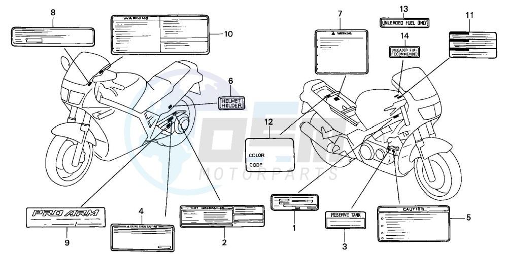 CAUTION LABEL (VFR750FL/FM/FN/FP) blueprint