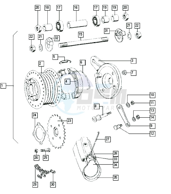 Rear wheel-spokes blueprint