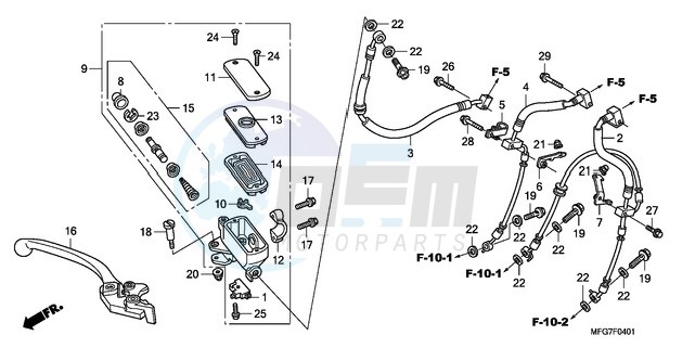 FR. BRAKE MASTER CYLINDER (CB600FA/FA3) blueprint