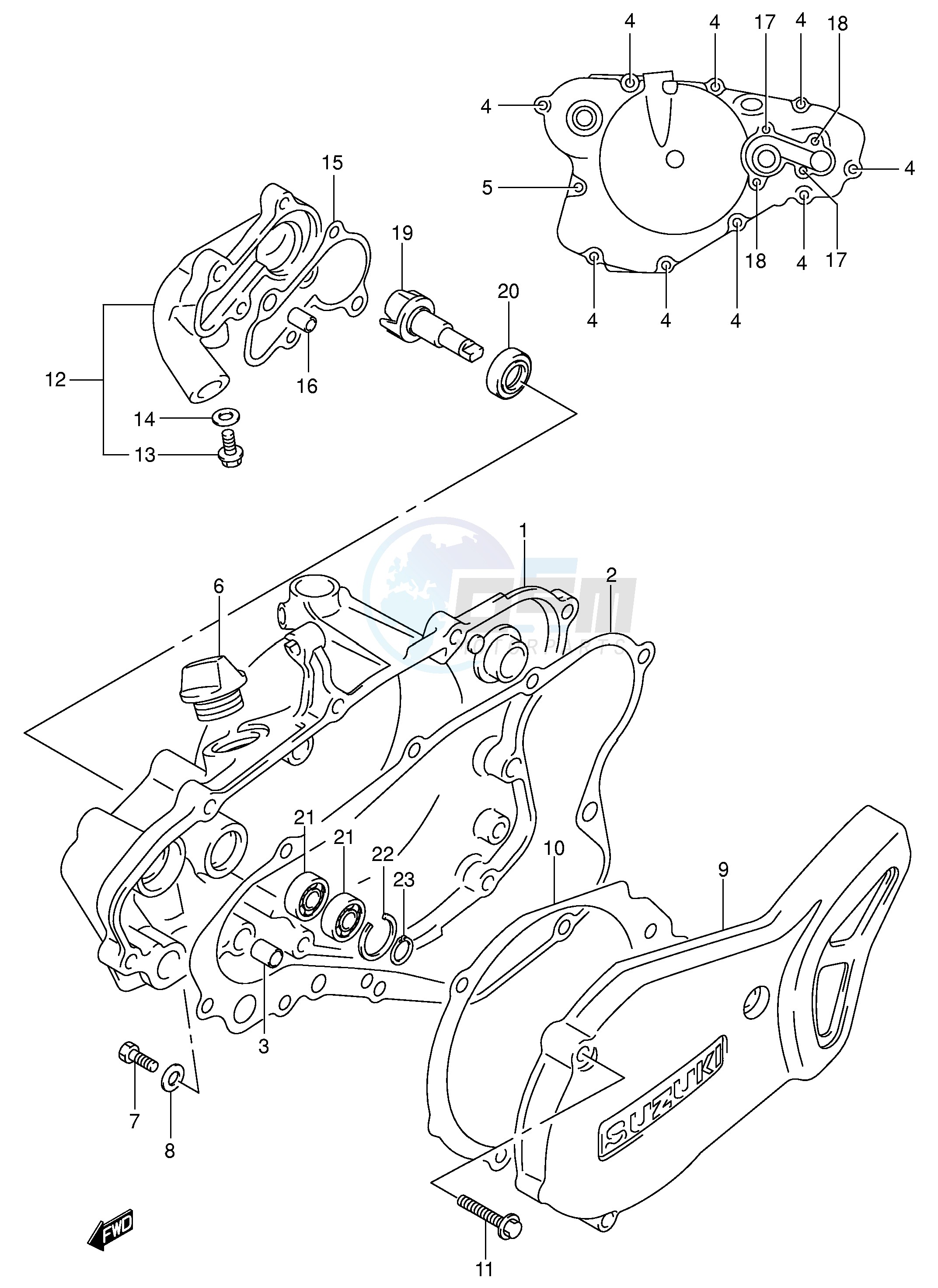 CRANKCASE COVER- WATER PUMP image