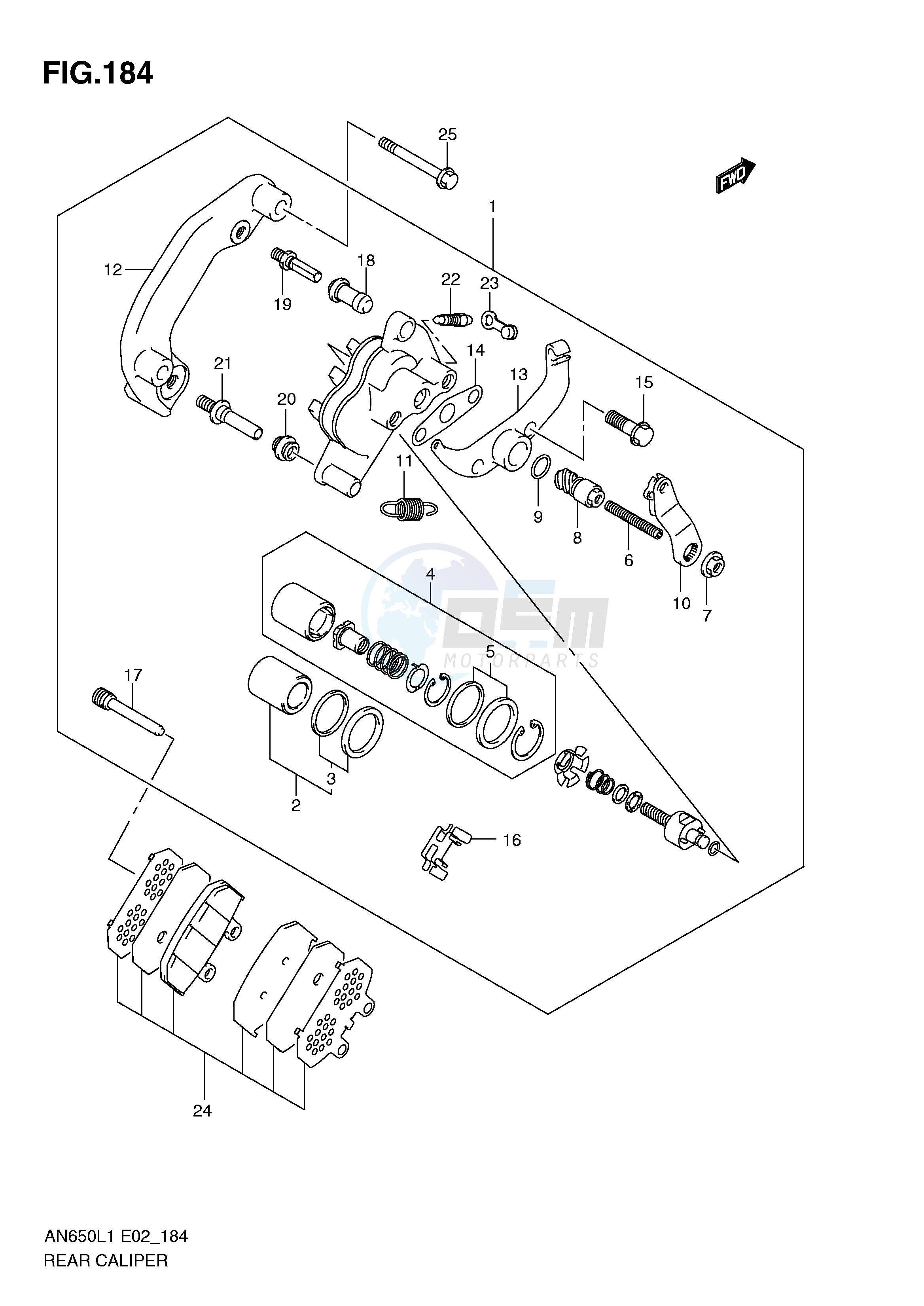 REAR CALIPER (AN650AL1 E2) blueprint
