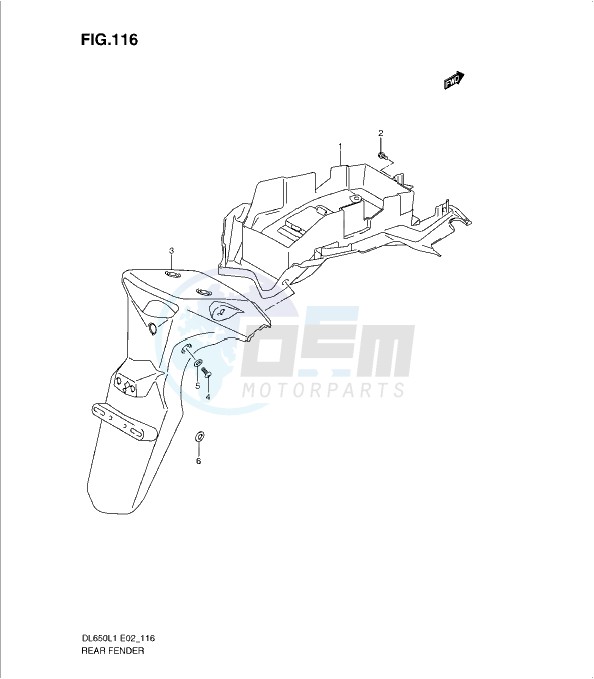 REAR FENDER (DL650AUEL1 E19) blueprint