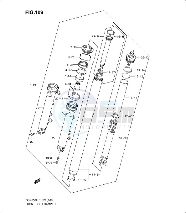 FRONT FORK DAMPER (GSX650FAL1 E21) blueprint