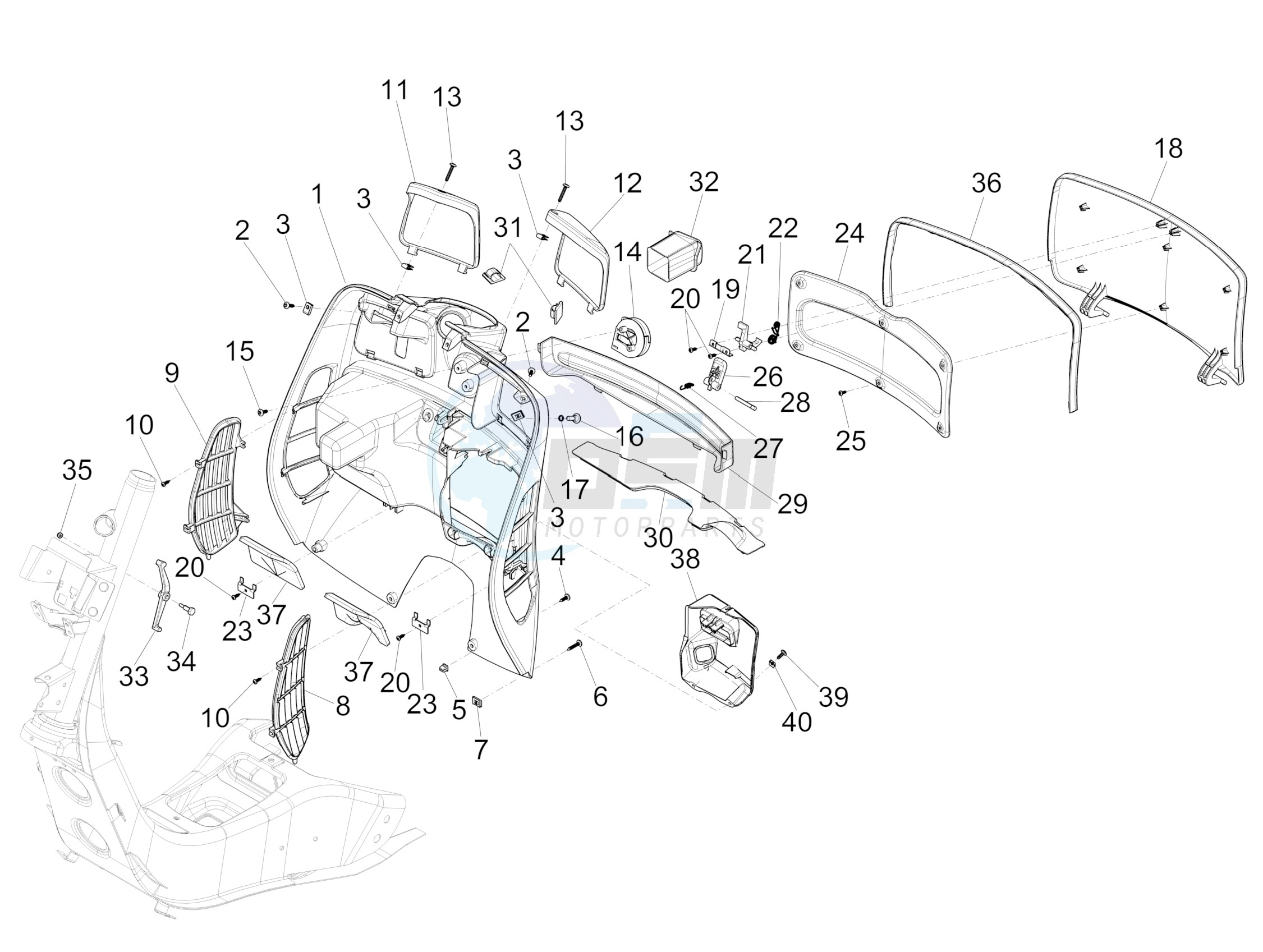 Front glove-box - Knee-guard panel image