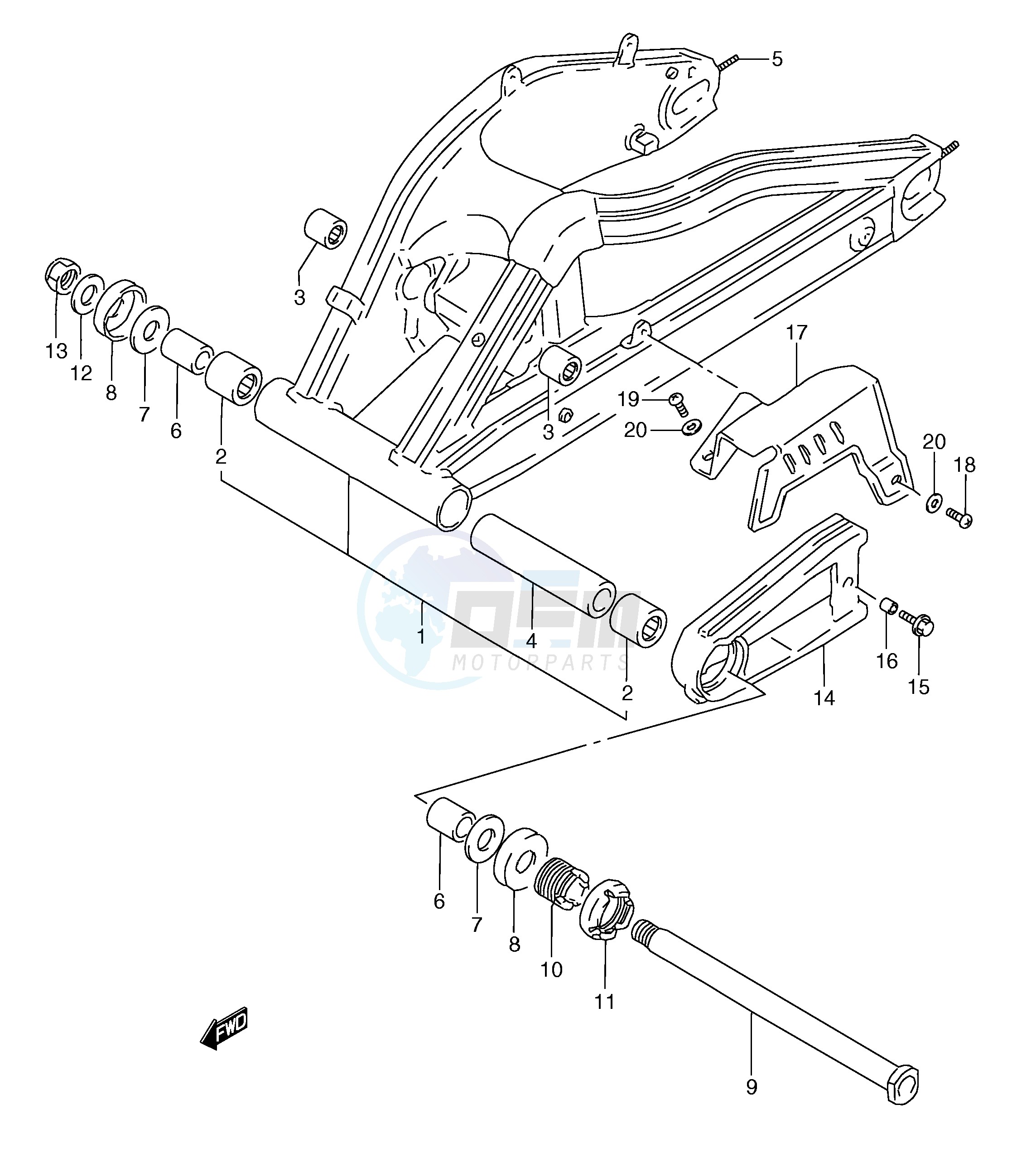 REAR SWINGING ARM (MODEL M) blueprint