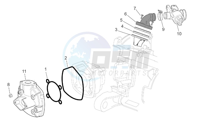 Cylinder head - Throttle body blueprint