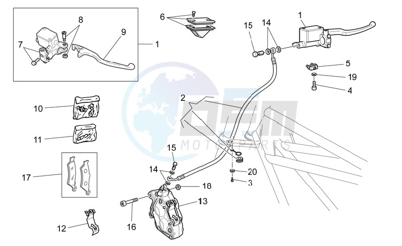 Front brake system blueprint