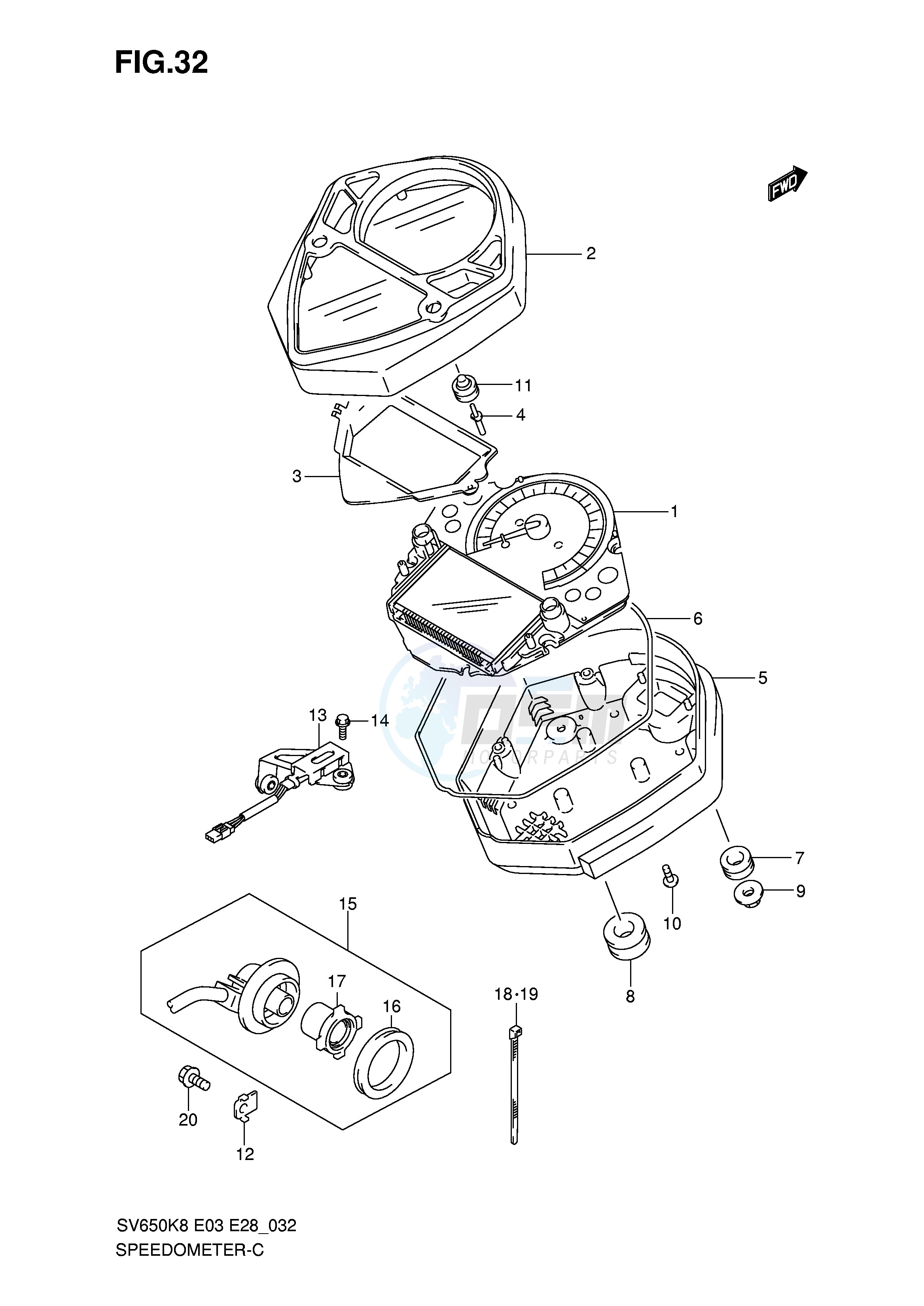 SPEEDOMETER (SV650SK8 SK9 SL0) image