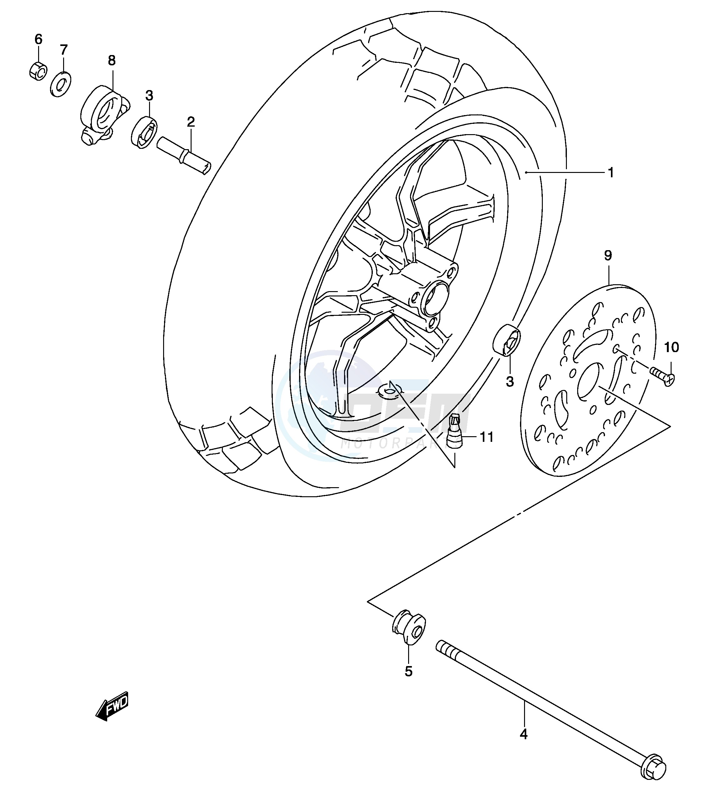 FRONT WHEEL (MODEL K4) blueprint
