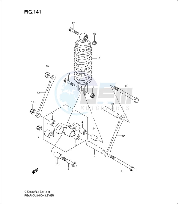 REAR CUSHION LEVER (GSX650FL1 E24) blueprint