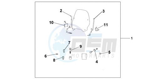 WINDSHIELD EXCL KNUCKLE GUARDS blueprint