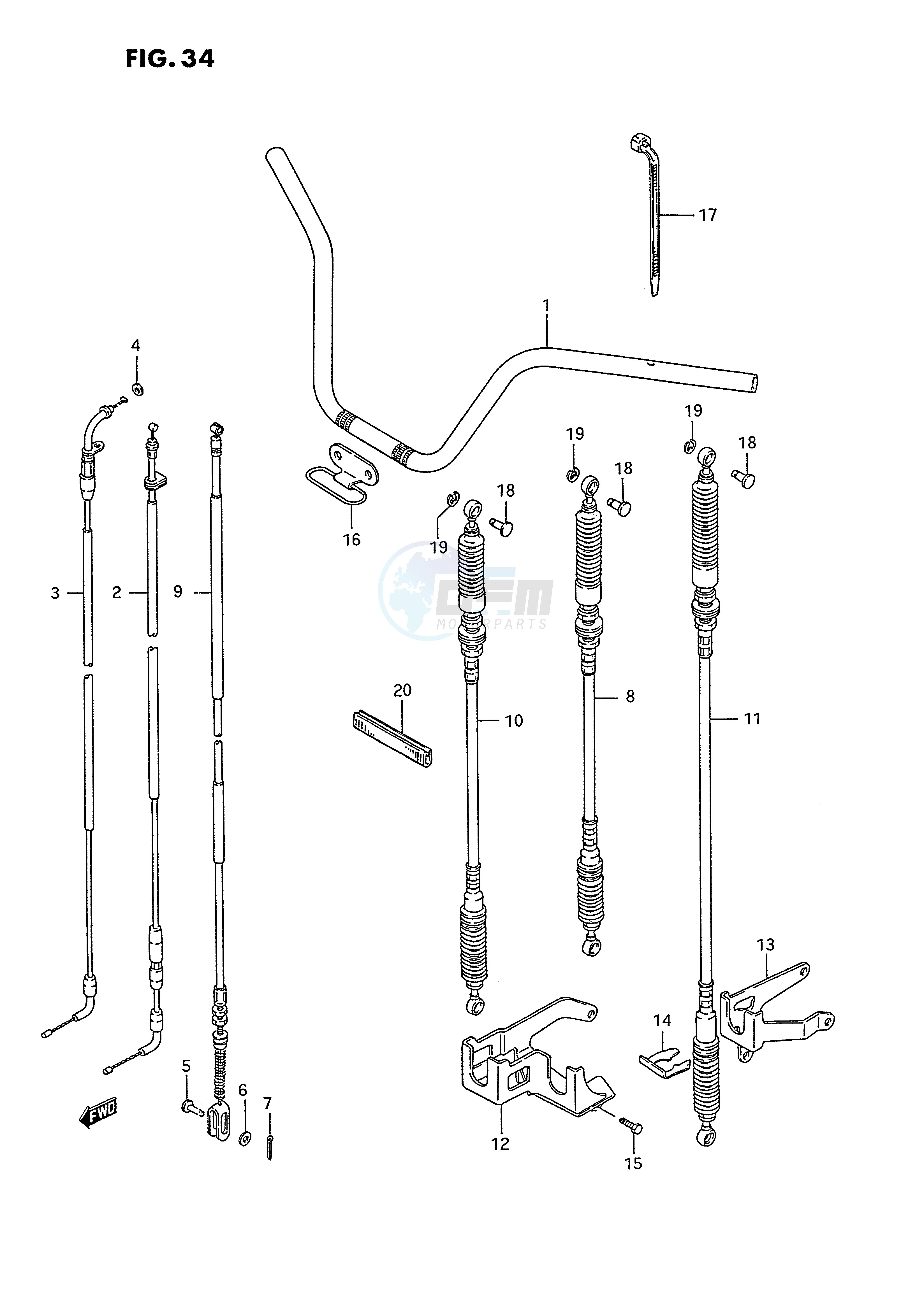 HANDLEBAR - CABLE (MODEL J K) blueprint