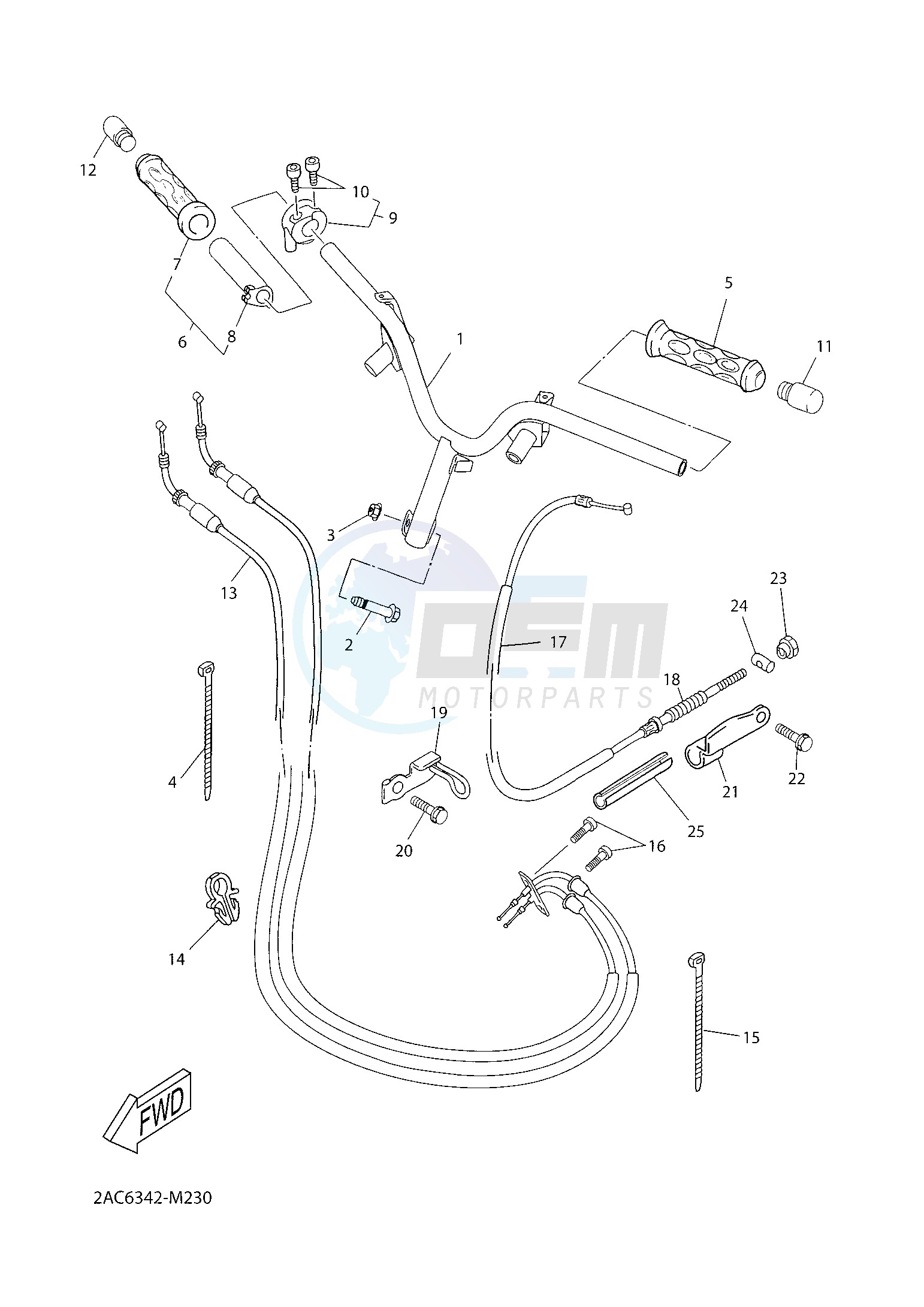 STEERING HANDLE & CABLE 1 blueprint
