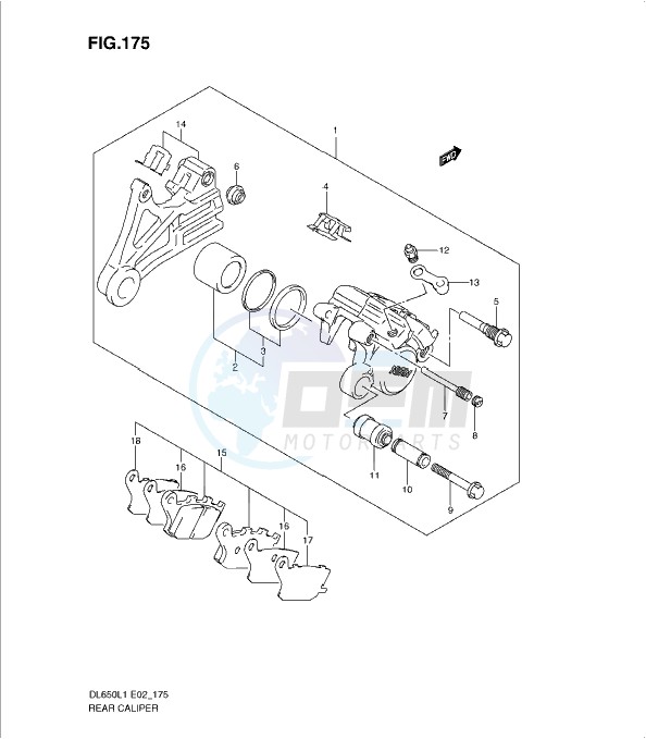 REAR CALIPER (DL650UEL1 E19) blueprint