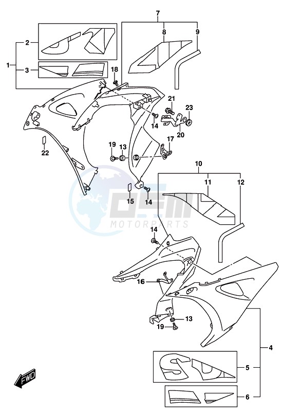 SIDE COWLING (GSX-R1000AL8 E21) (FOR YWW) blueprint