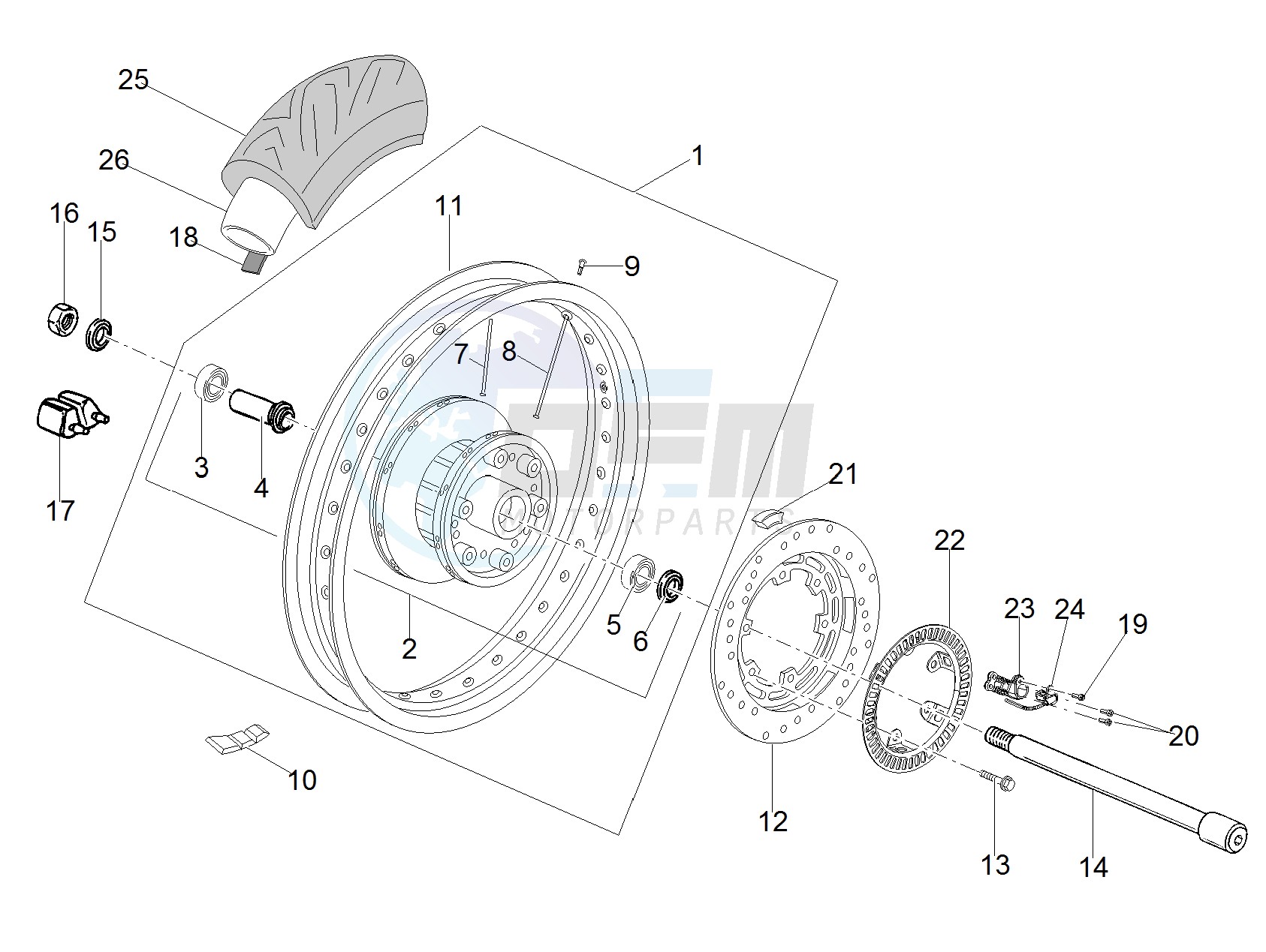Rear wheel I blueprint