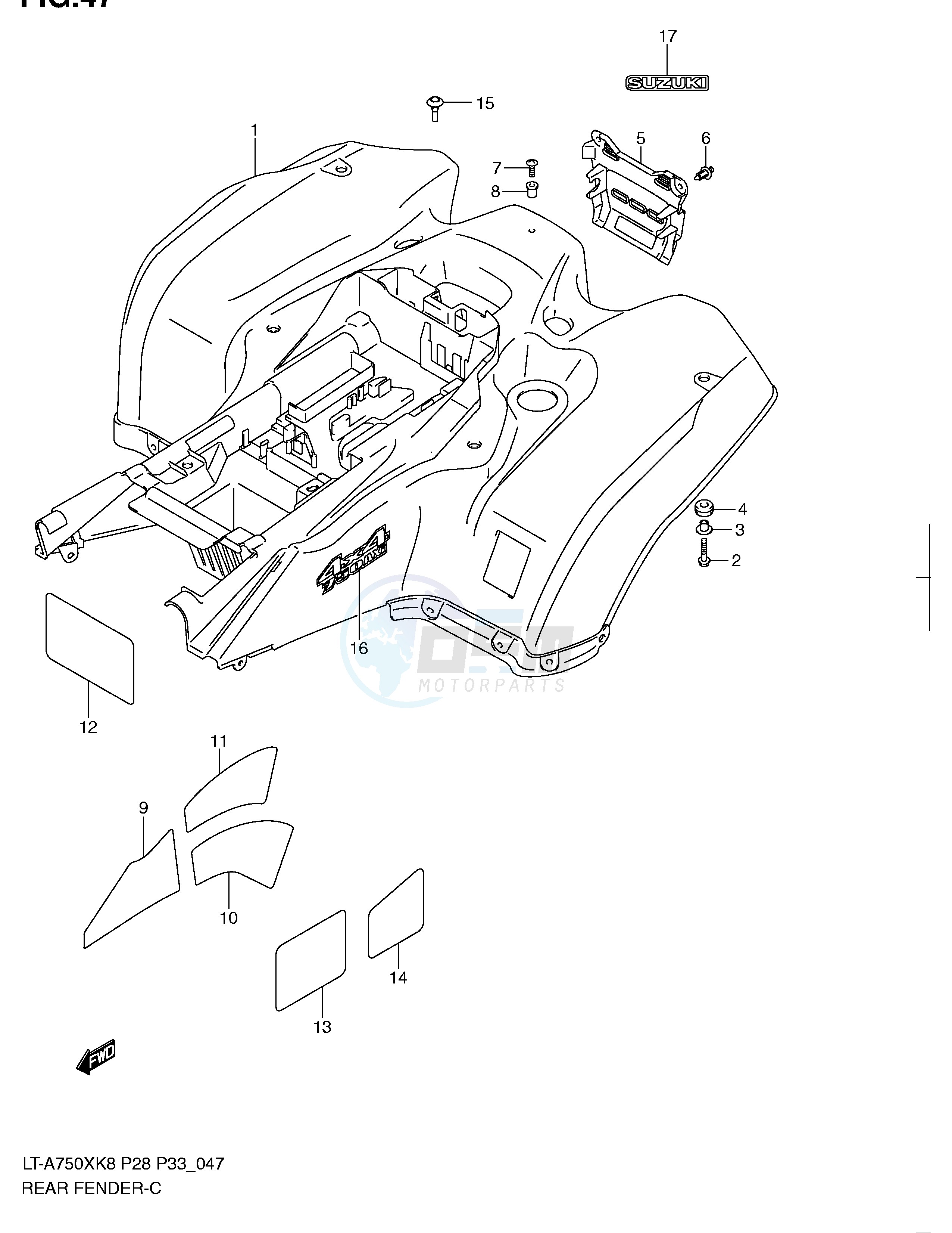 REAR FENDER (MODEL K8 K9) blueprint