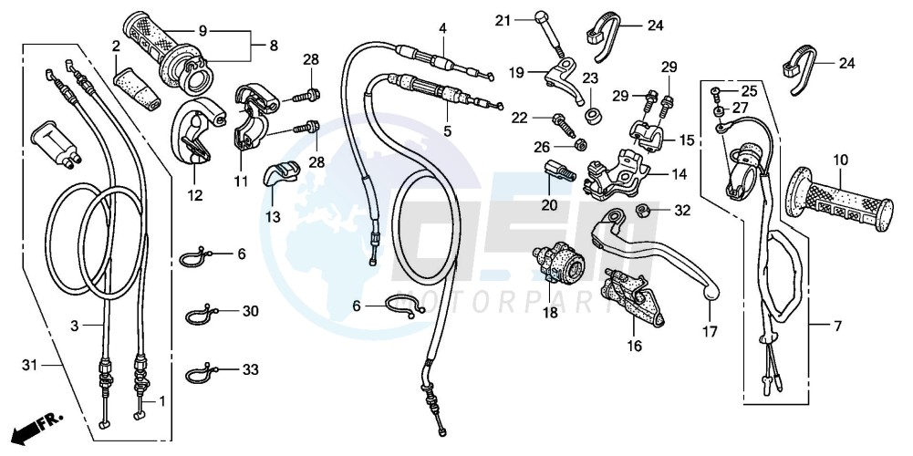 HANDLE LEVER/SWITCH/CABLE (CRF450R4,5,6,7,8) blueprint