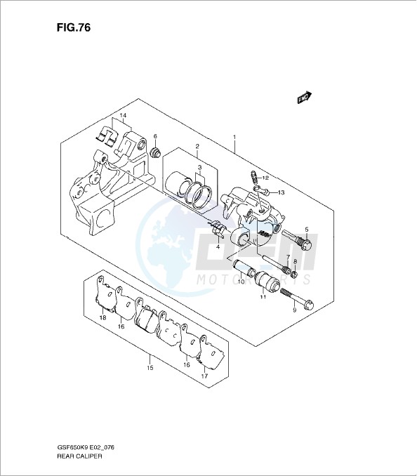 REAR CALIPER (GSF650AK9/SAK9/UAK9/SUAK9/AL0/SAL0/UAL0/SUAL0) blueprint