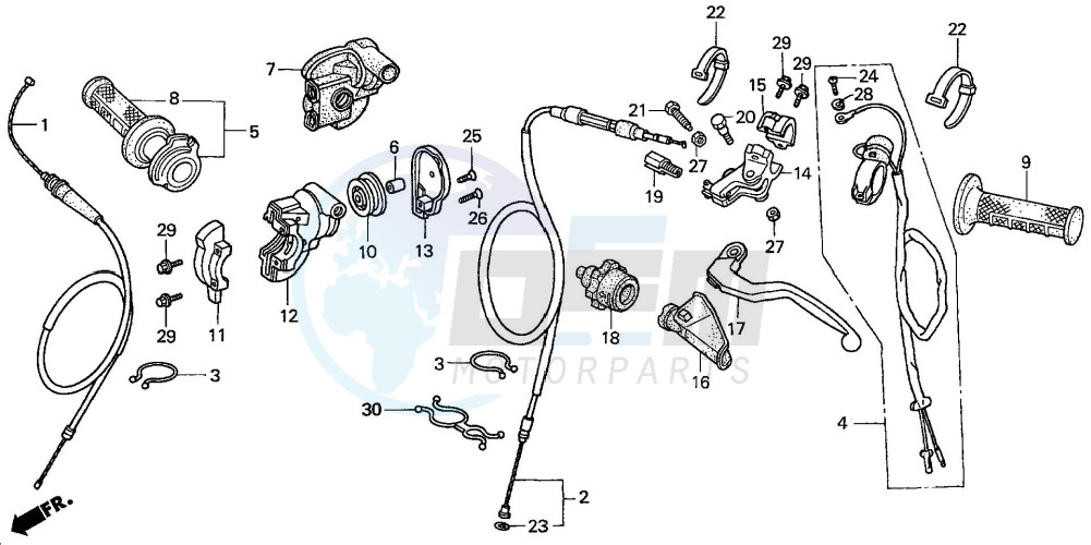 HANDLE LEVER/SWITCH/CABLE (CR125R4-7) blueprint