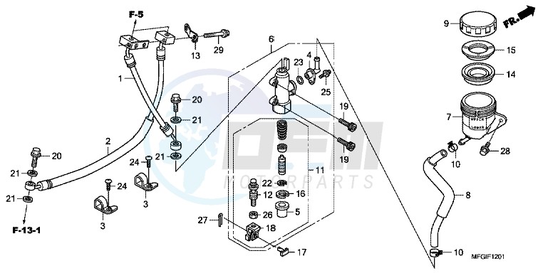 REAR BRAKE MASTER CYLINDER (CB600FA/ FA3) blueprint