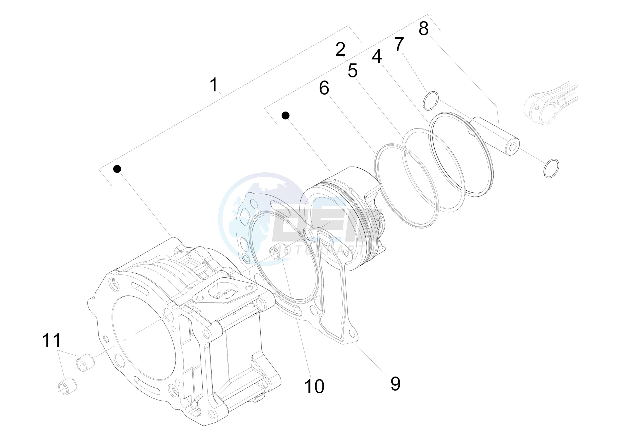 Cylinder-piston-wrist pin unit image