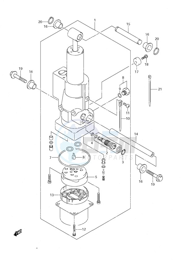 Trim Cylinder - Power Tilt/Tiller Handle blueprint