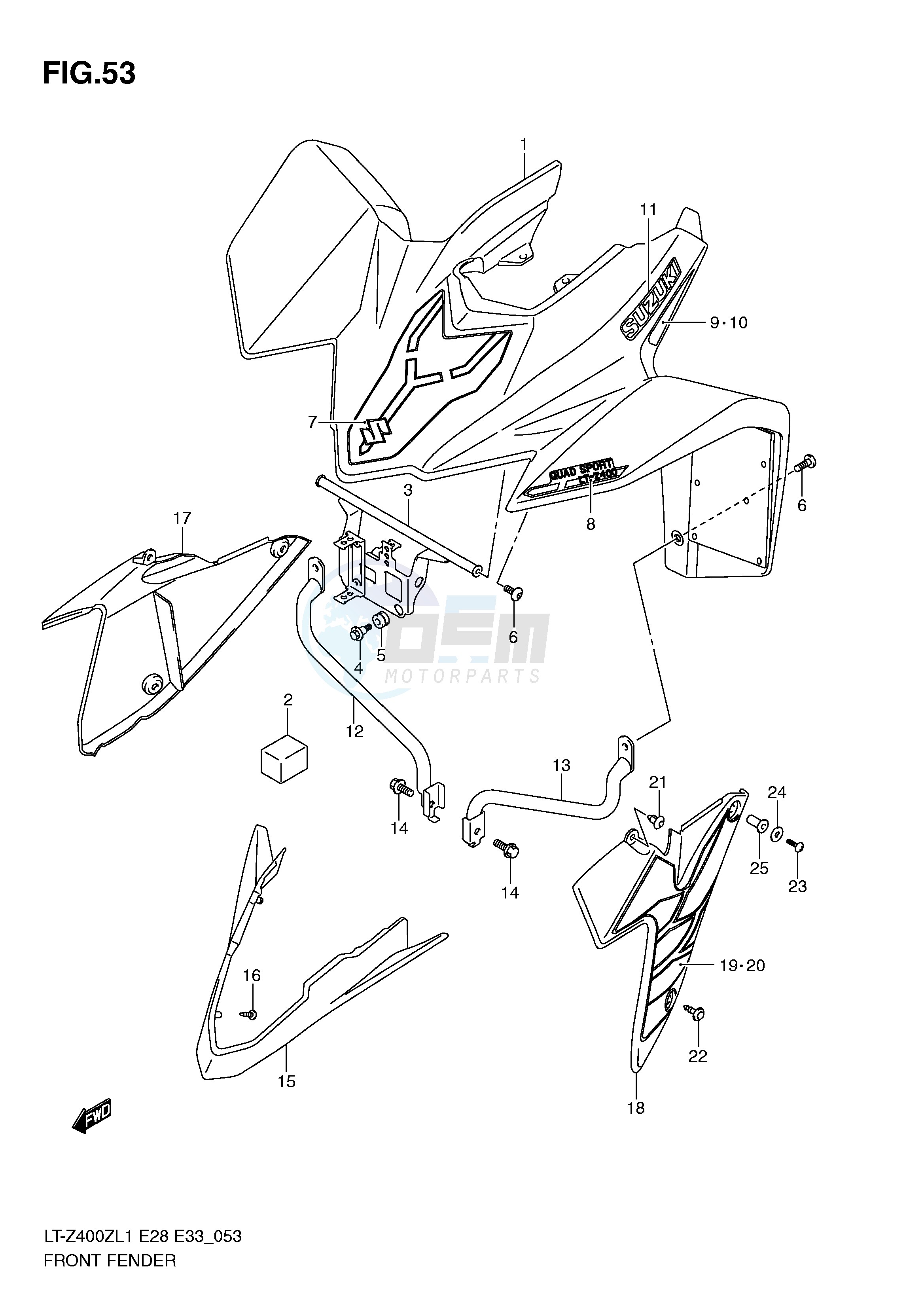 FRONT FENDER (LT-Z400ZL1 E33) blueprint
