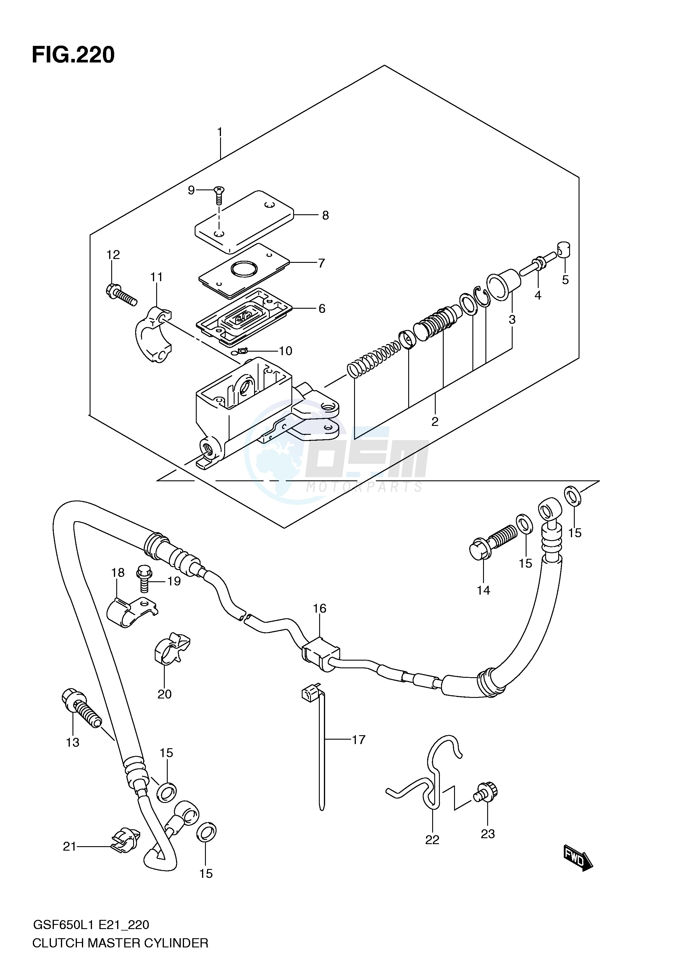CLUTCH MASTER CYLINDER (GSF650SUAL1 E21) blueprint