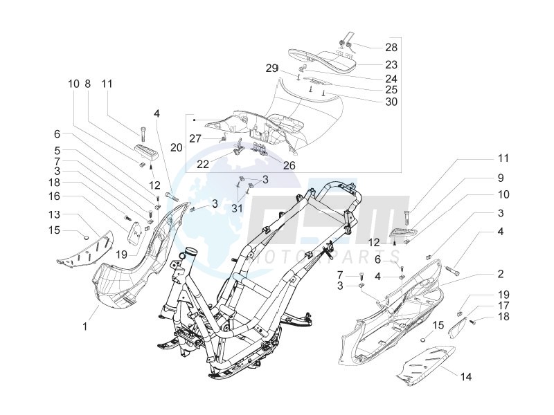 Central cover - Footrests blueprint