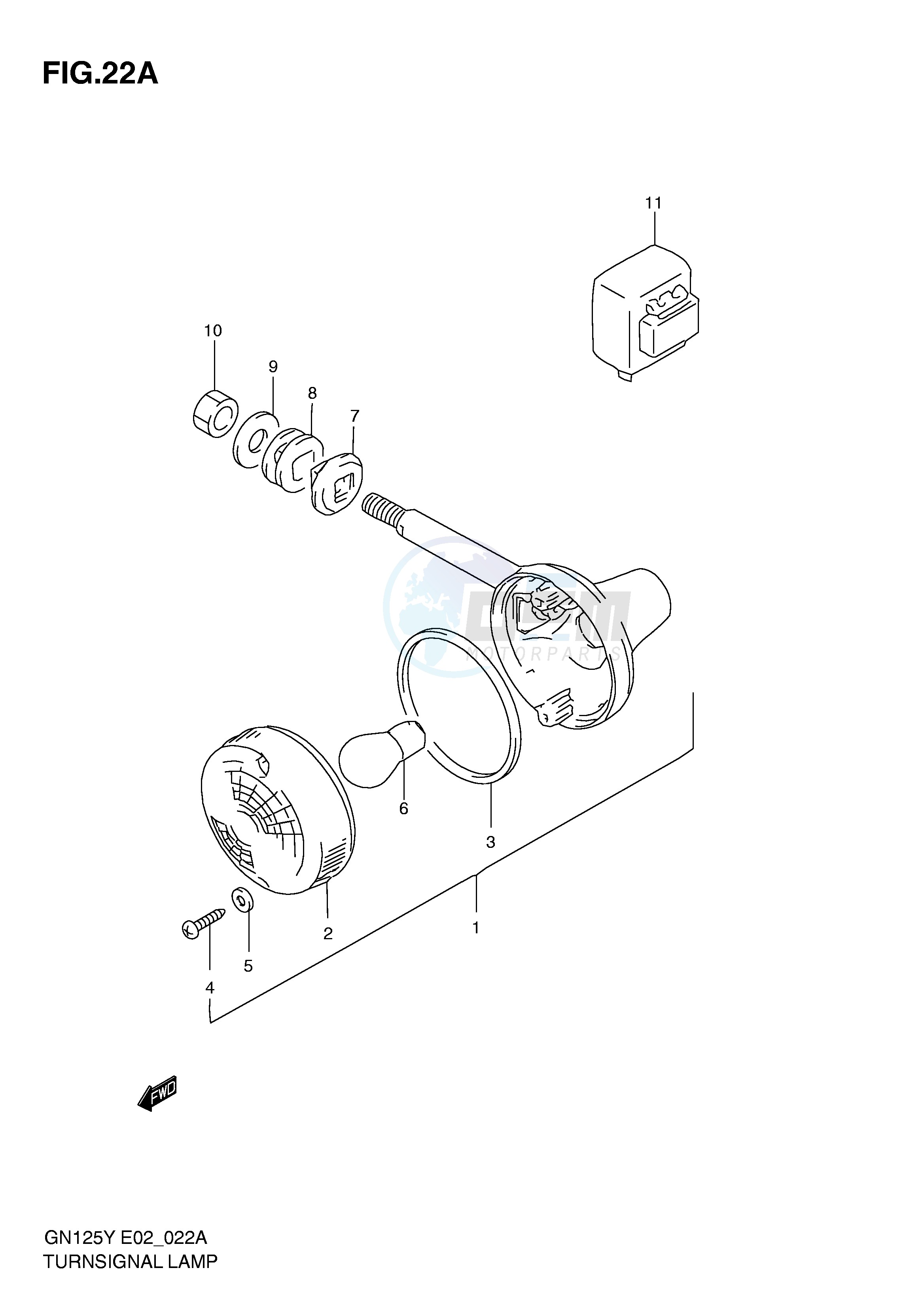 FRONT TURN SIGNAL LAMP (MODEL Y K1 E2,E4,E18,E21,E22,E71) blueprint