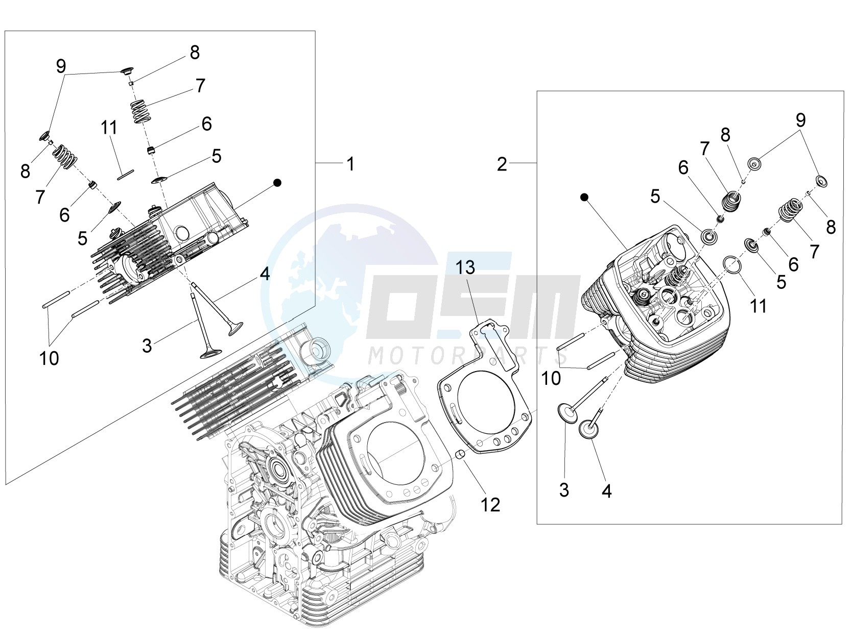 Cylinder head - valves blueprint