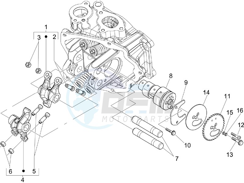 Camshaft - Rocking levers support unit image