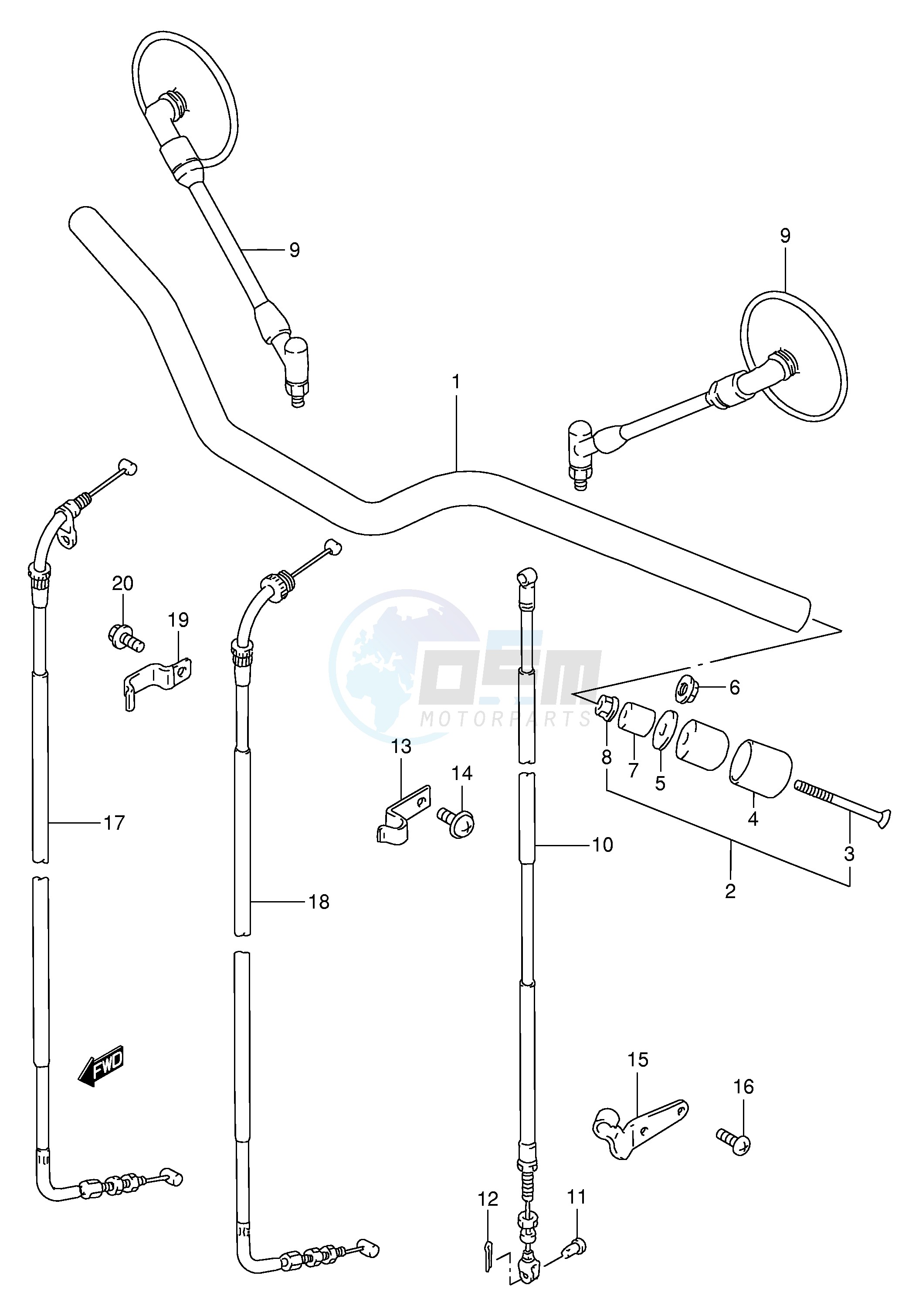 HANDLEBAR (MODEL V W X) blueprint