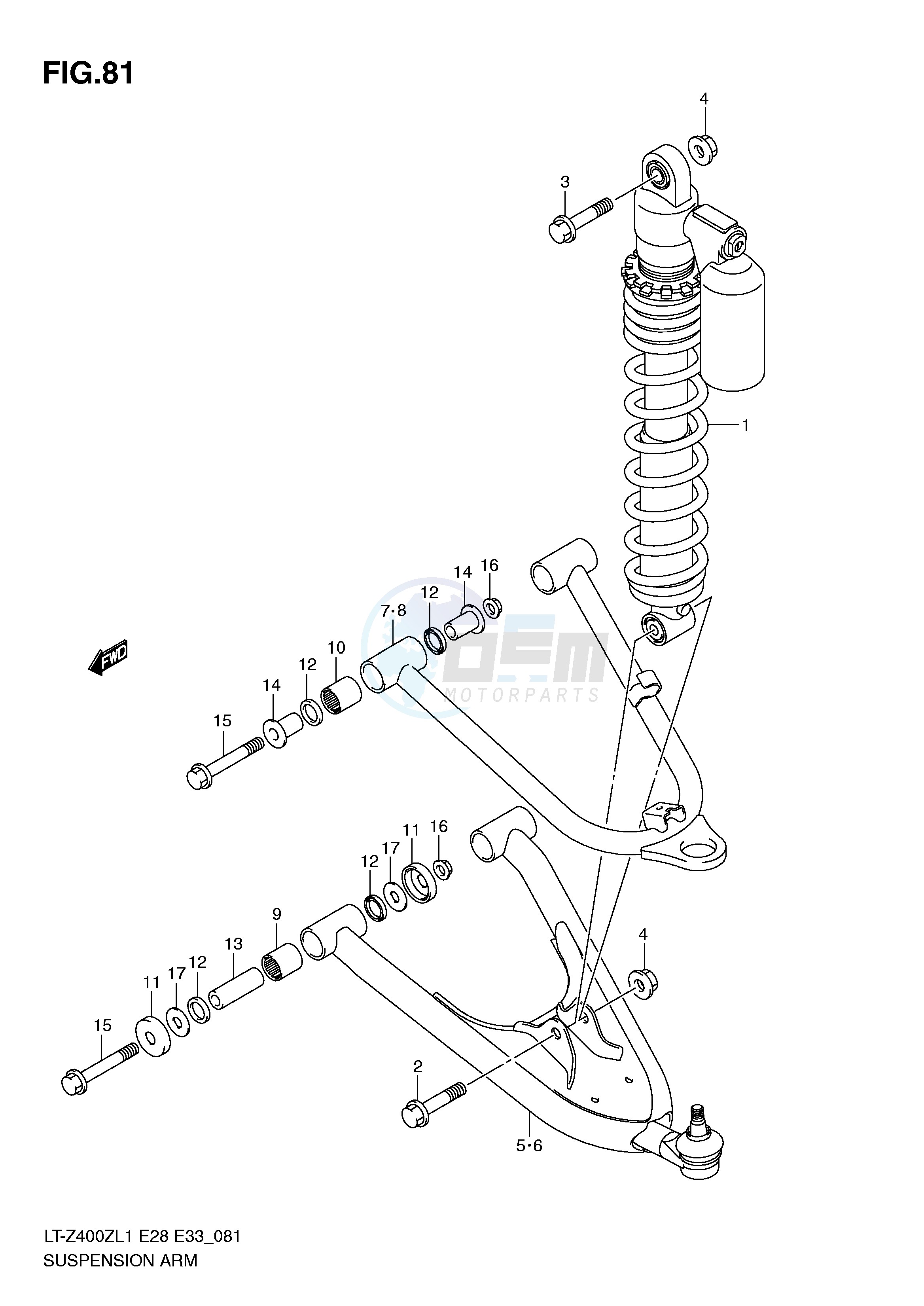 SUSPENSION ARM (LT-Z400L1 E28) blueprint