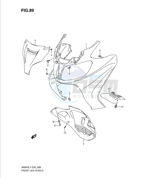 FRONT LEG SHIELD (AN650AL1 E51) blueprint