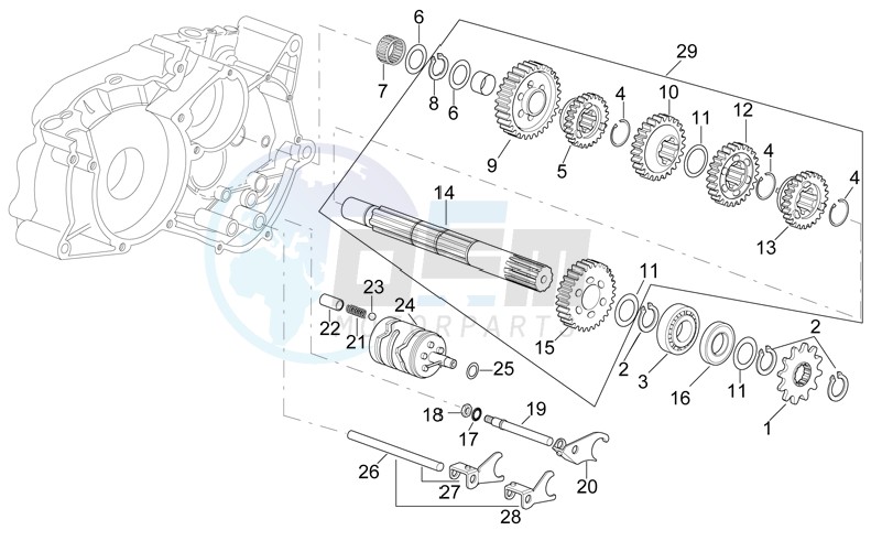 Gearbox driven shaft image