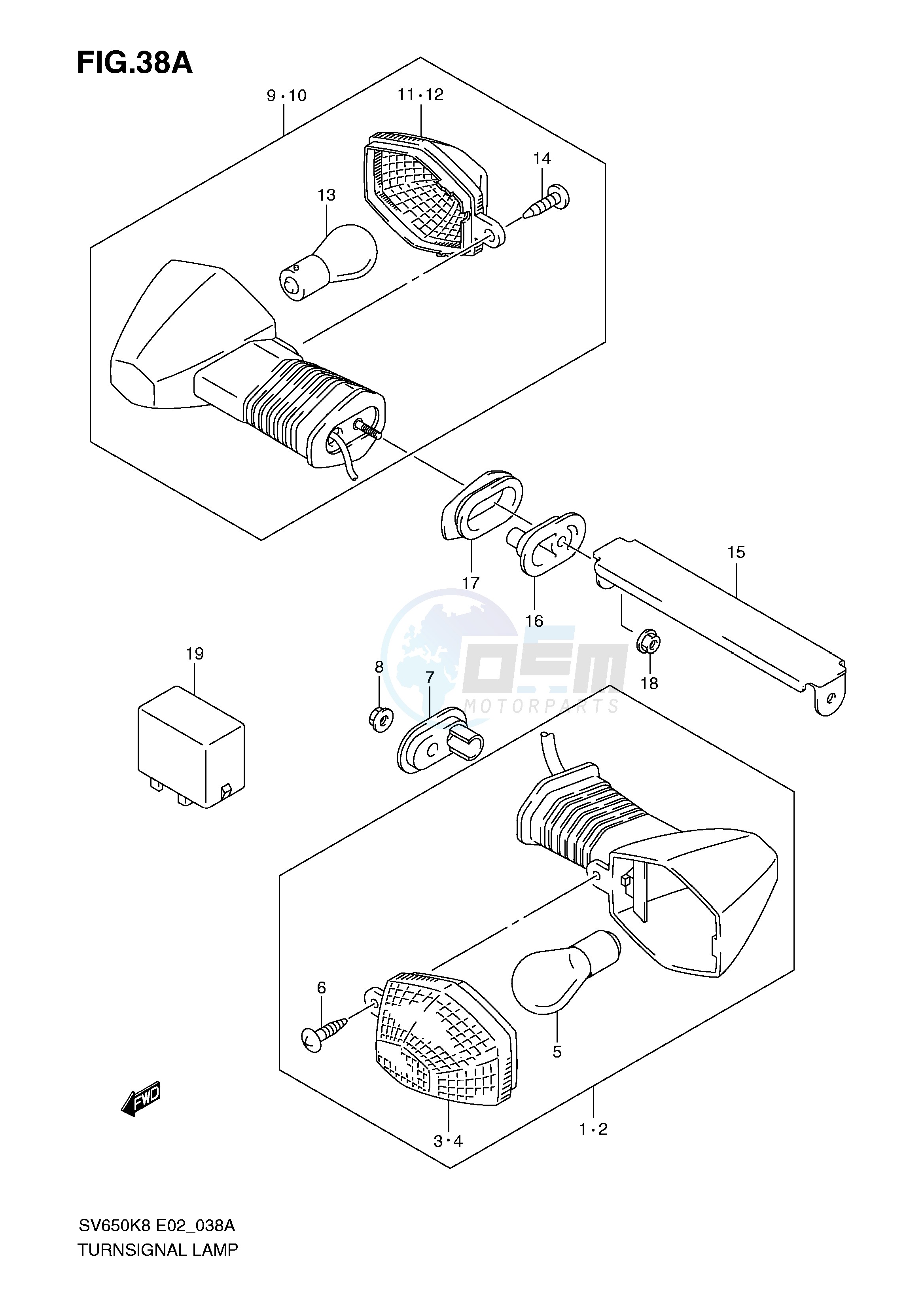 TURNSIGNAL LAMP (SV650K9 AK9 UK9 UAK9) blueprint