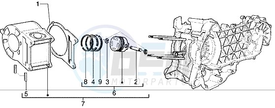 Cylinder-piston-wrist pin ass blueprint