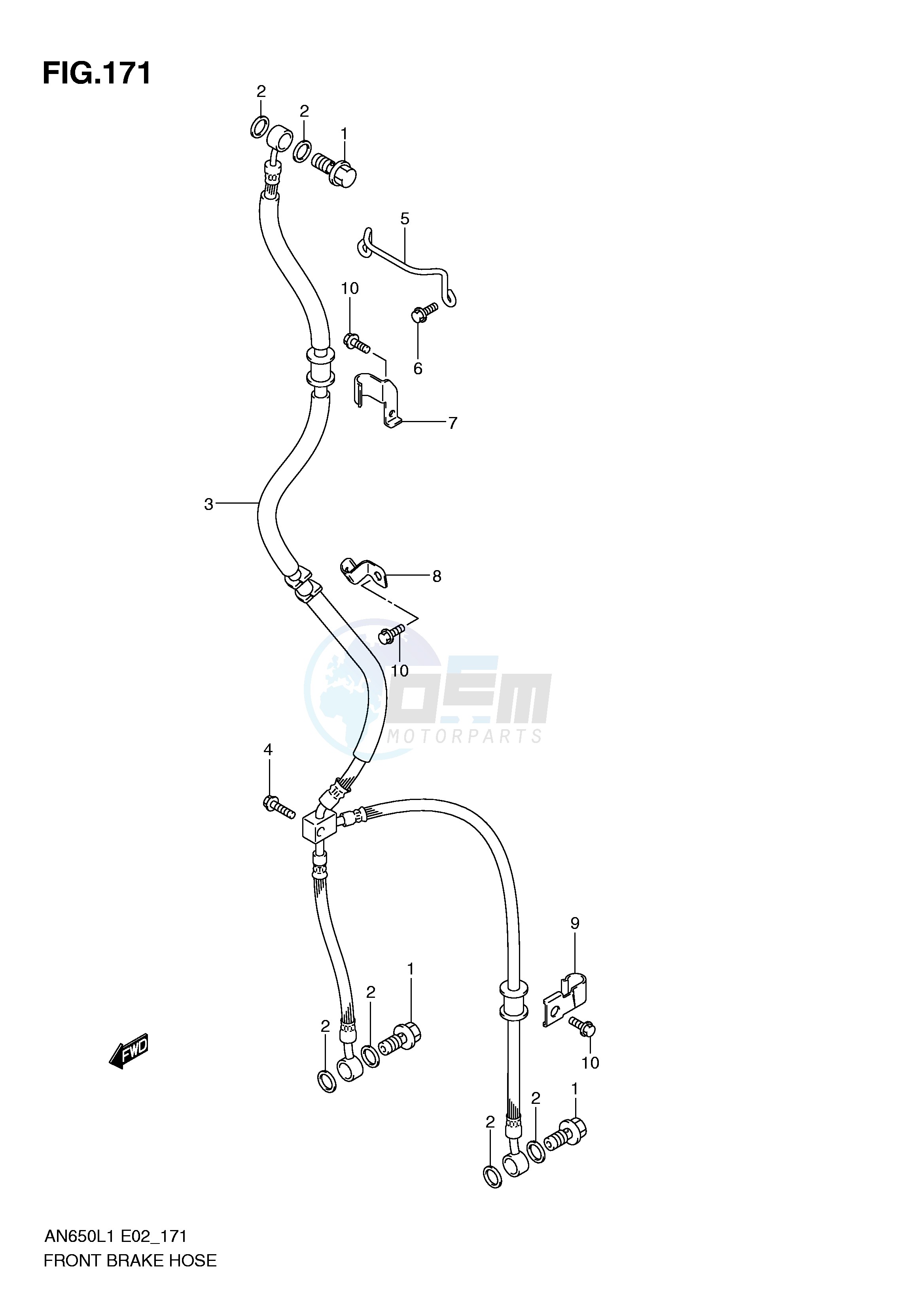 FRONT BRAKE HOSE (AN650L1 E19) image