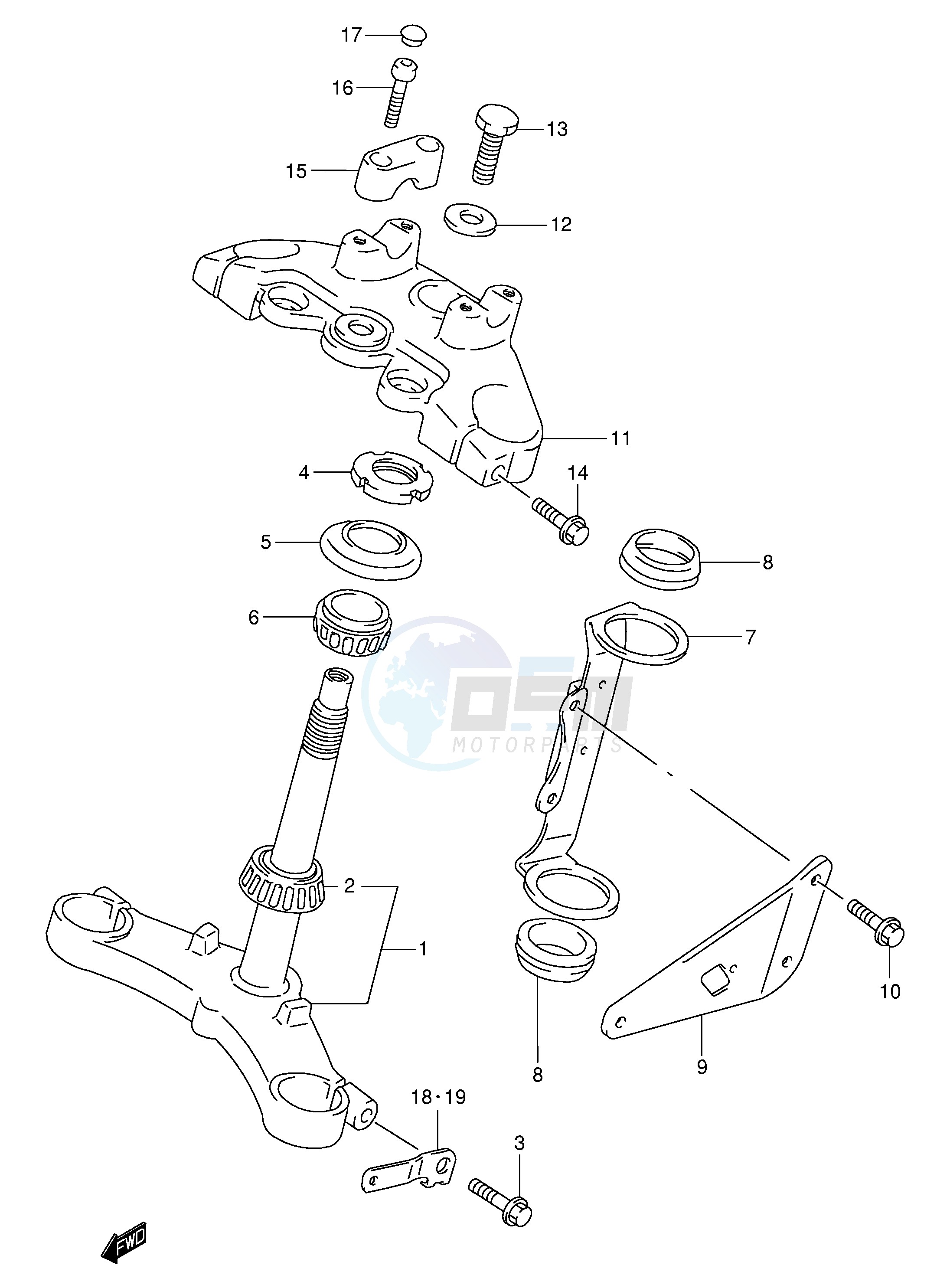 STEERING STEM (MODEL K1) blueprint