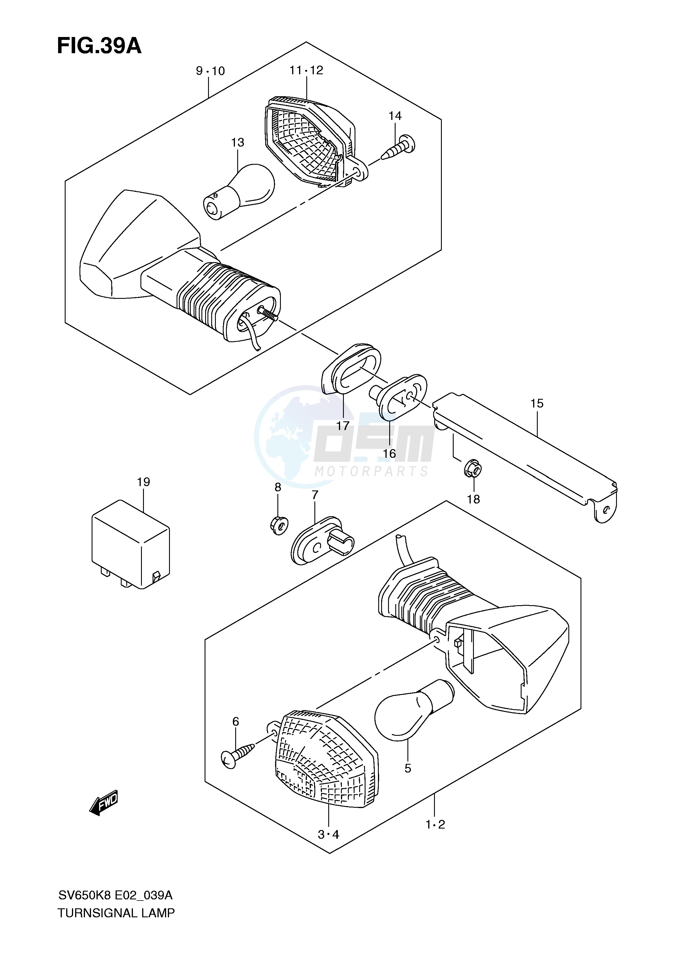 TURNSIGNAL LAMP (SV650SK9 SAK9 SUK9 SUAK9 SL0 SAL0 SUL0 ASUL0) blueprint