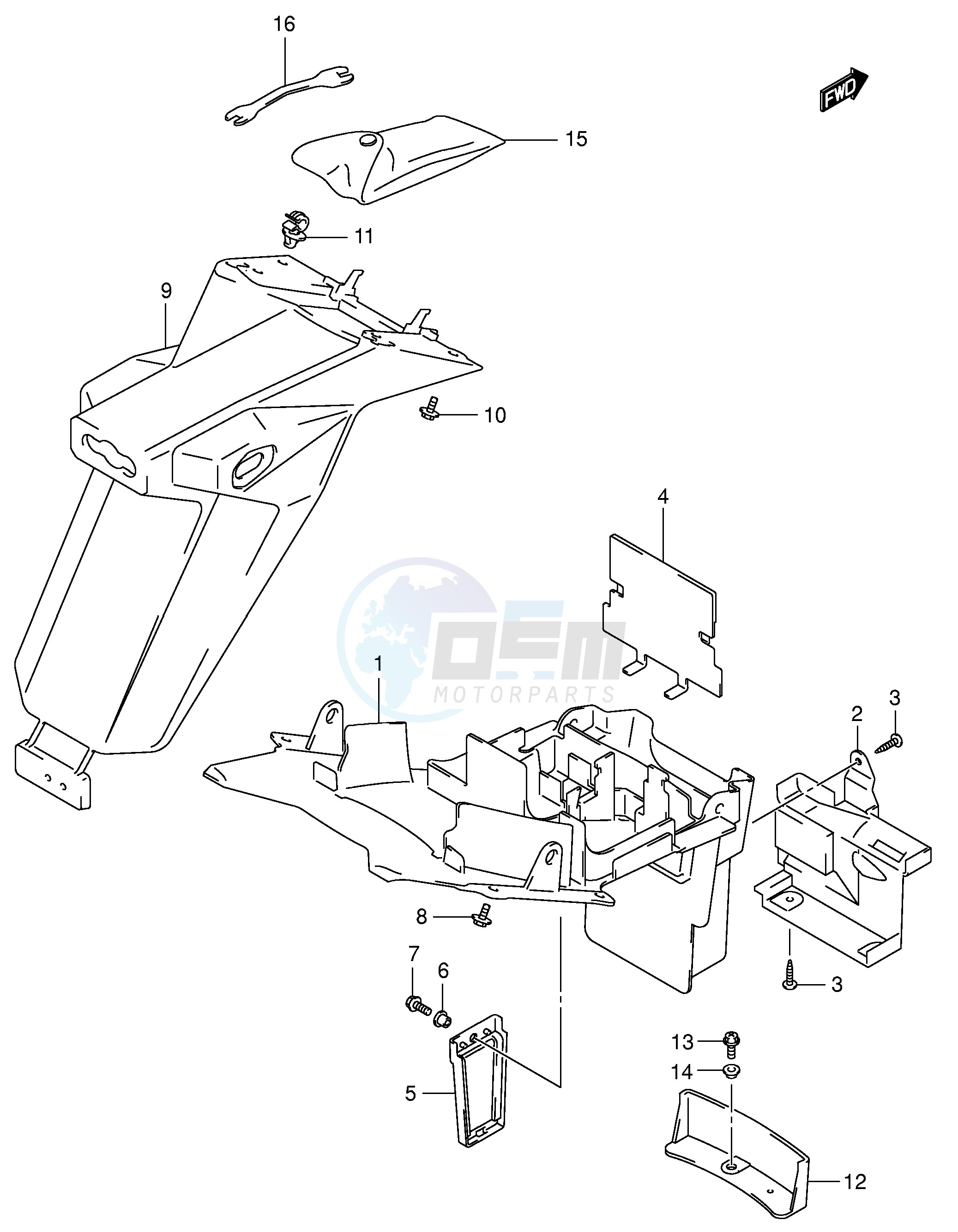 REAR FENDER (SV1000 U1 U2K3,MODEL K4 K5) image