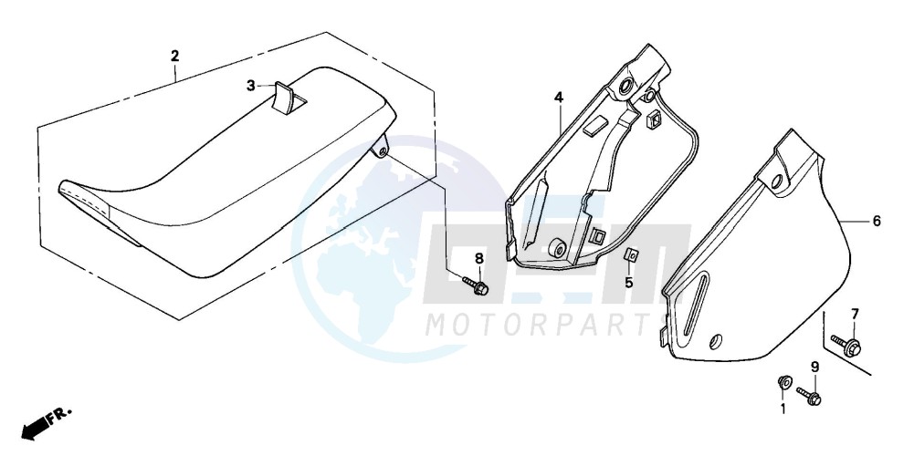 SEAT/SIDE COVER (CR125RP/RR/RS/RT/RV) blueprint
