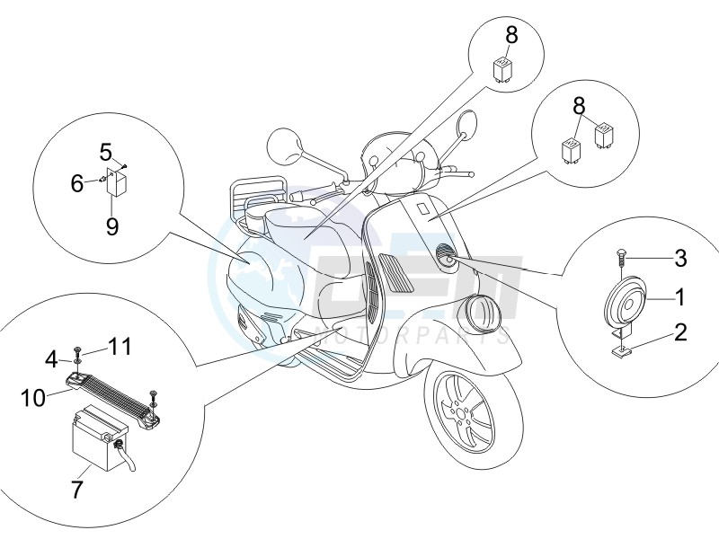 Control switches - Battery - Horn image