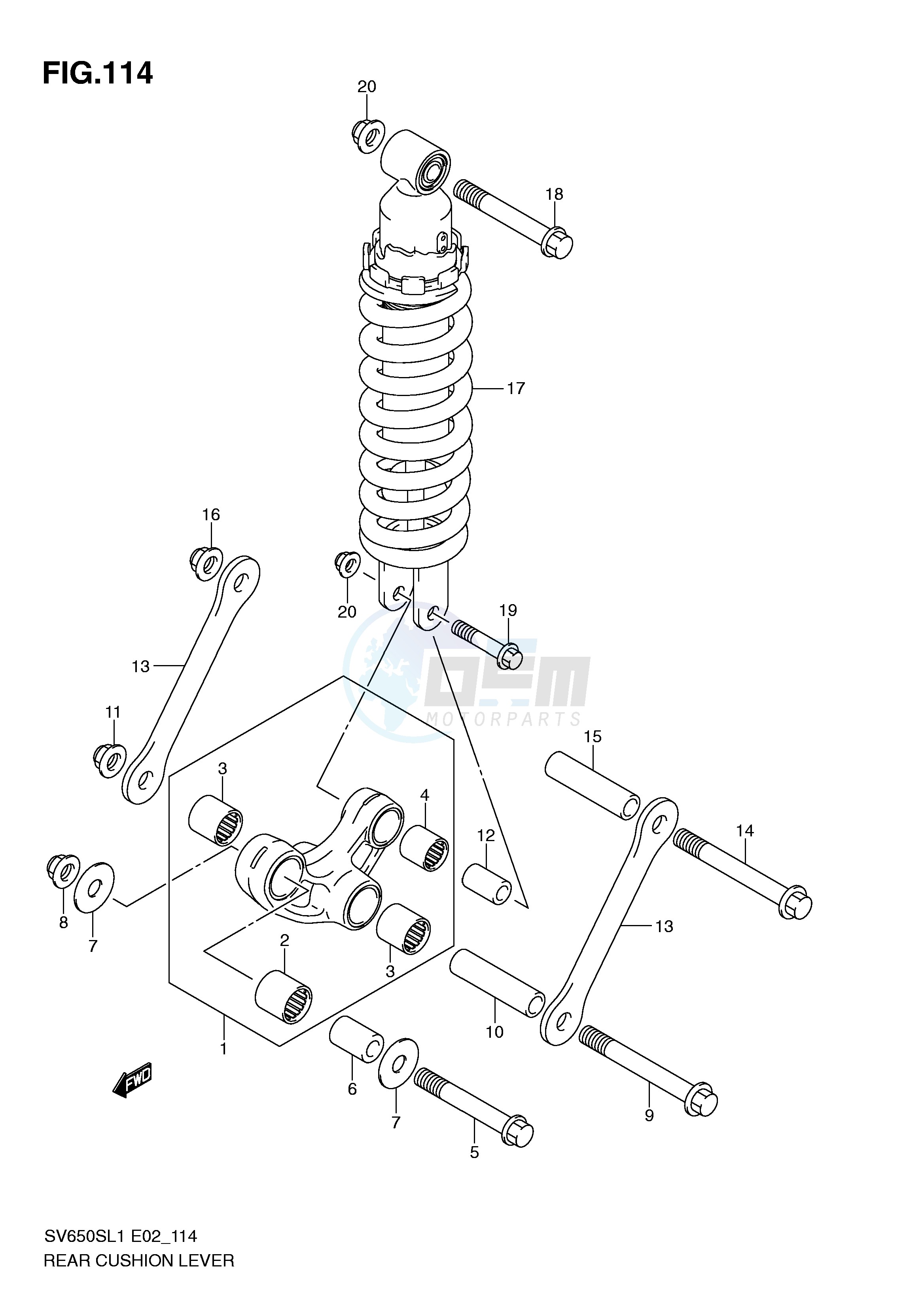 REAR CUSHION LEVER (SV650SL1 E2) blueprint